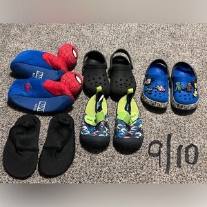 Bundle of Size 9/10 kids CROCS, Slippers, and Water Shoes